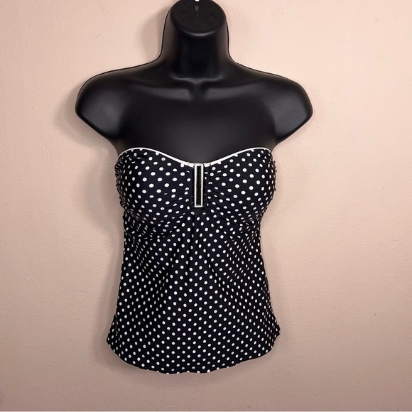 Small White House Black Market Swim Top  Strapless Retro Pinup Polka Dot - Picture 10 of 10